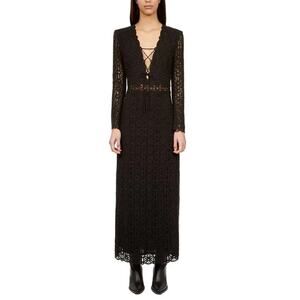 $575 The Kooples Guipure Crochet Maxi Dress Black US Size 4